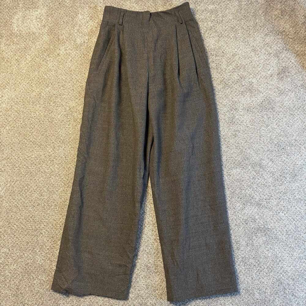 Vintage ENTRE NOUS Wide Leg Trousers Size 8 Wool Blend Pleated Made in Italy